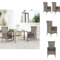 vidaXL Gartenstühle mit Kissen 2 Stk. Poly Rattan Grau - Gartenstühle