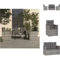 vidaXL 4-tlg. Garten-Lounge-Set mit Kissen Poly Rattan Grau - Gartenmöbel-Sets