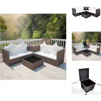 vidaXL 4-tlg. Garten-Lounge-Set mit Auflagen Poly Rattan Braun - Gartenmöbel-Sets