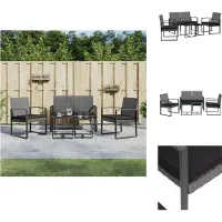 vidaXL 5-tlg. Garten-Essgruppe mit Kissen Dunkelgrau PP-Rattan - Gartenmöbel-Sets