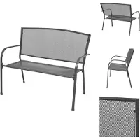 vidaXL Gartenbank 108 cm Stahl und Gitter Anthrazit - Gartenbänke