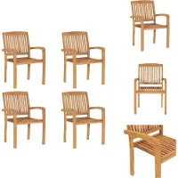 vidaXL Stapelbare Gartenstühle 4 Stk. Massivholz Teak - Gartenstühle
