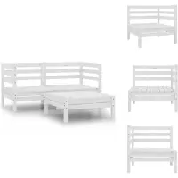 vidaXL 3-tlg. Garten-Lounge-Set Massivholz Kiefer Weiß - Gartenmöbel-Sets