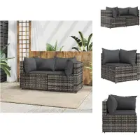 vidaXL Garten-Ecksofas mit Kissen 2 Stk. Grau Poly Rattan - Gartensofas