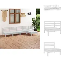 vidaXL 5-tlg. Garten-Lounge-Set Massivholz Kiefer Weiß - Gartenmöbel-Sets