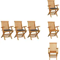 vidaXL Gartenstühle mit Anthrazit Kissen 3 Stk. Massivholz Teak - Gartenstühle