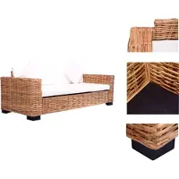 vidaXL 3-Sitzer Gartensofa Natürliches Rattan - Gartensofas