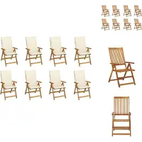 vidaXL Klappbare Gartenstühle mit Kissen 8 Stk. Massivholz Akazie - Gartenstühle