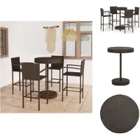 vidaXL 5-tlg. Gartenbar-Set Poly Rattan Braun - Gartenmöbel-Sets
