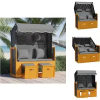 vidaXL Strandkorb mit Kissen Poly Rattan Massivholz Schwarz Anthrazit - Sonnenliegen