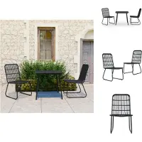 vidaXL 3-tlg. Garten-Essgruppe Poly Rattan und Glas - Gartenmöbel-Sets