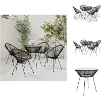 vidaXL 5-tlg. Garten-Essgruppe PVC Rattan Schwarz - Gartenmöbel-Sets