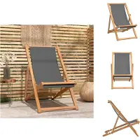 vidaXL Strandstuhl Klappbar Massivholz Teak Grau - Gartenstühle