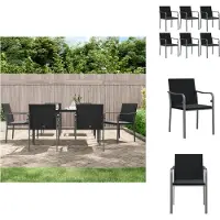 vidaXL Gartenstühle mit Kissen 6 Stk. Schwarz 56x59x84 cm Poly Rattan - Gartenstühle