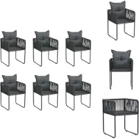 vidaXL Gartenstühle 6 Stk. mit Kissen Poly Rattan Schwarz - Gartenstühle