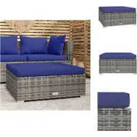 vidaXL Gartenhocker mit Kissen Grau 70x70x30 cm Poly Rattan - Gartensofaelemente