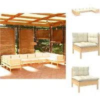 vidaXL 10-tlg. Garten-Lounge-Set mit Creme Kissen Kiefernholz - Gartenmöbel-Sets