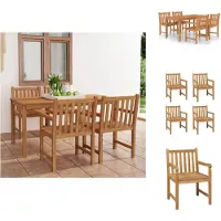 vidaXL 5-tlg. Garten-Essgruppe Teak Massivholz - Gartenmöbel-Sets