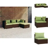 vidaXL 4-tlg. Garten-Lounge-Set mit Auflagen Poly Rattan Braun - Gartenmöbel-Sets