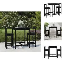 vidaXL 3-tlg. Gartenbar-Set Schwarz Massivholz Kiefer - Gartenmöbel-Sets