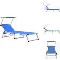 vidaXL Klappliege mit Sonnenschutz Aluminium und Textiline Blau - Sonnenliegen