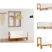 vidaXL 2-Sitzer-Sofa mit Cremeweißen Kissen Akazie Massivholz - Gartenmöbel-Sets