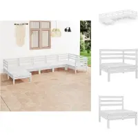 vidaXL 7-tlg. Garten-Lounge-Set Massivholz Kiefer Weiß - Gartenmöbel-Sets