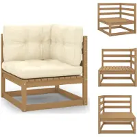 vidaXL Garten-Ecksofa mit Creme Kissen Massivholz Kiefer - Gartensofaelemente