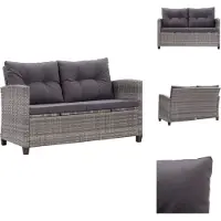 vidaXL 2-Sitzer-Gartensofa mit Kissen Grau 124 cm Poly Rattan - Gartensofas