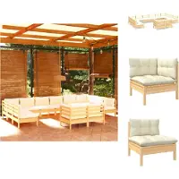 vidaXL 12-tlg. Garten-Lounge-Set mit Creme Kissen Massivholz Kiefer - Gartenmöbel-Sets