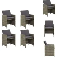 vidaXL Gartenstühle mit Kissen 4 Stk. Poly Rattan Grau - Gartenstühle