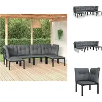 vidaXL 6-tlg. Garten-Lounge-Set Schwarz und Grau Poly Rattan - Gartenmöbel-Sets