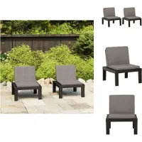 vidaXL Gartenstühle mit Auflagen 2 Stk. Kunststoff Grau - Gartenstühle