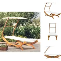 vidaXL Loungebett mit Dach 100x190x134 cm Bugholz Massiv Creme - Gartenbetten