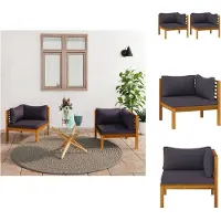 The Living Store Ecksofas 2 Stk. mit Dunkelgrauen Kissen Massivholz Teak