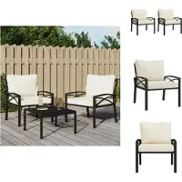 vidaXL Gartenstühle mit Sandfarbigen Kissen 2 Stk. 68x76x79 cm Stahl - Gartensofaelemente
