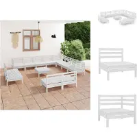 vidaXL 13-tlg. Garten-Lounge-Set Massivholz Kiefer Weiß - Gartenmöbel-Sets