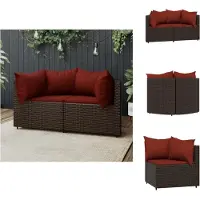 vidaXL Garten-Ecksofas mit Kissen 2 Stk. Braun Poly Rattan - Gartensofas