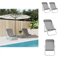 vidaXL Strandstühle 2 Stk. Grau Textilene & Pulverbeschichteter Stahl - Sonnenliegen