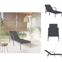 vidaXL Sonnenliege mit Auflage Poly Rattan Grau - Sonnenliegen
