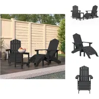 vidaXL Adirondack-Gartenstühle mit Hocker & Tisch HDPE Anthrazit - Gartenstühle