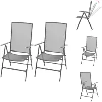 vidaXL Stapelbare Gartenstühle 2 Stk. Stahl Grau - Gartenstühle