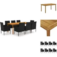 vidaXL 9-tlg. Garten-Essgruppe Schwarz - Gartenmöbel-Sets