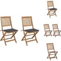 vidaXL Klappbare Gartenstühle 2 Stk. mit Kissen Massivholz Akazie - Gartenstühle