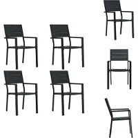 vidaXL Gartenstühle 4 Stk. Schwarz HDPE Holz-Optik - Gartenstühle