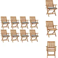 vidaXL Klappbare Gartenstühle mit Kissen 8 Stk. Massivholz Teak - Gartenstühle