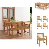 vidaXL 5-tlg. Garten-Essgruppe Massivholz Teak - Gartenmöbel-Sets