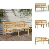 vidaXL Batavia-Bank mit Creme Kissen 150 cm Massivholz Teak - Gartenbänke