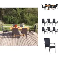 vidaXL 7-tlg. Garten-Essgruppe Poly Rattan Schwarz - Gartenmöbel-Sets