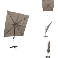 vidaXL Sonnenschirm mit Aluminium-Mast 4-lagig Taupe 250x250 cm - Sonnenschirme & Sonnenschutze